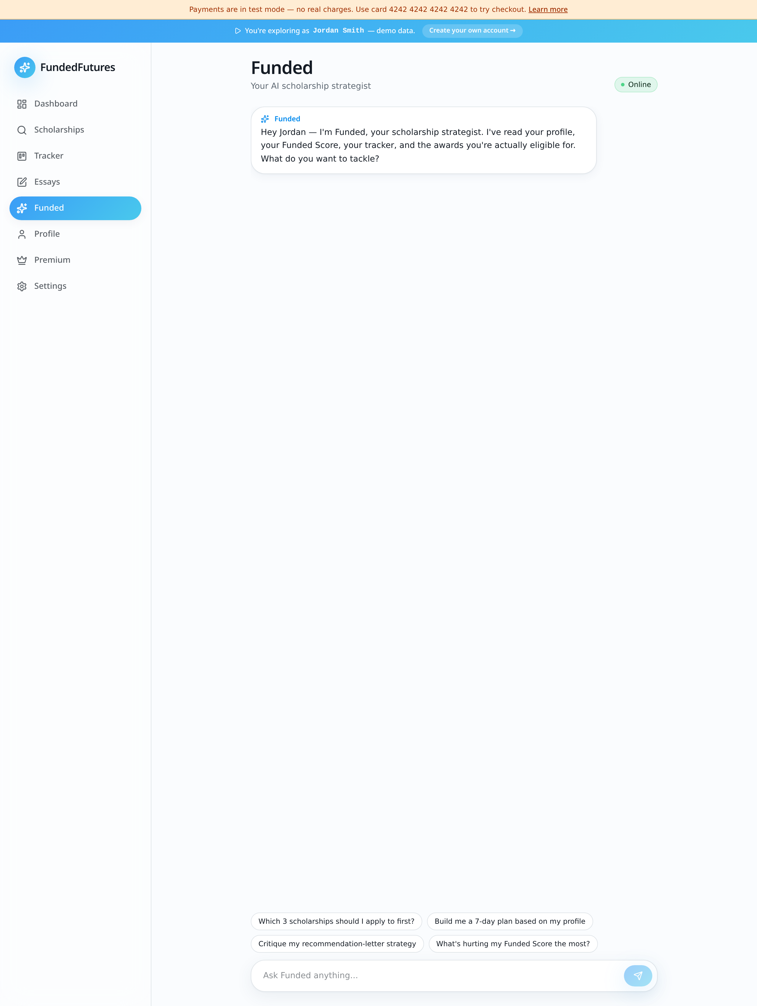 AI coach — Funded screenshot