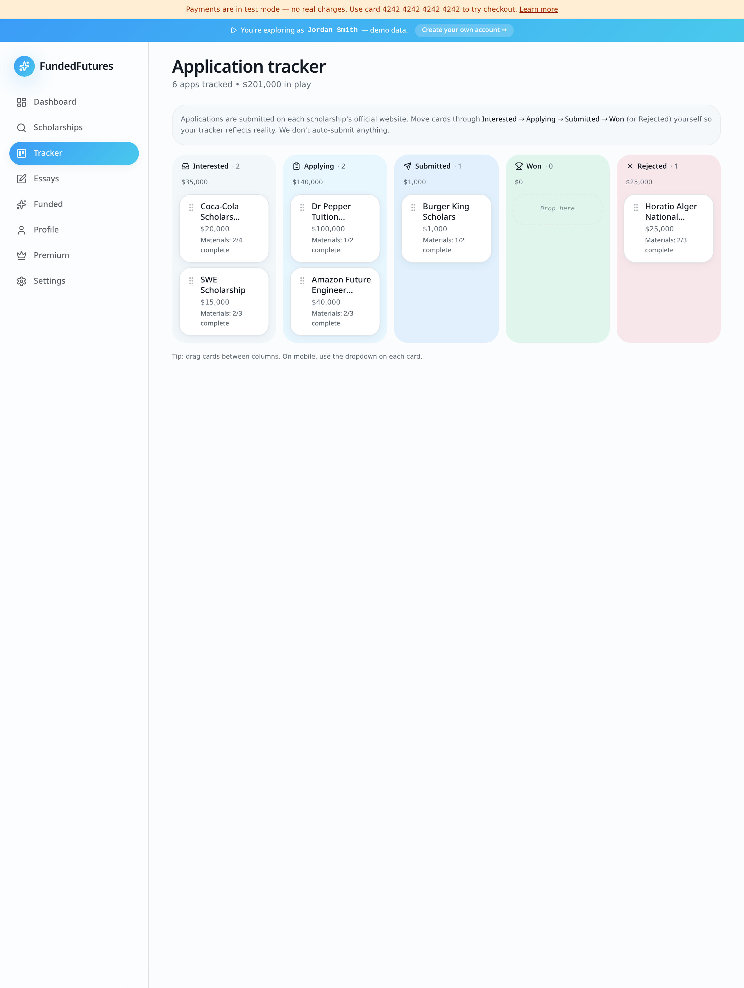 Application tracker screenshot